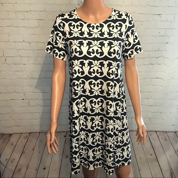 LOFT Dresses & Skirts - LOFT NWT gray & white fleur de lis stretchy dress size small petite SP